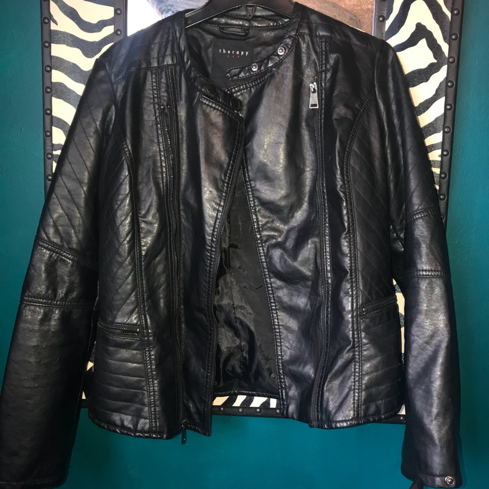 Faux leather coat